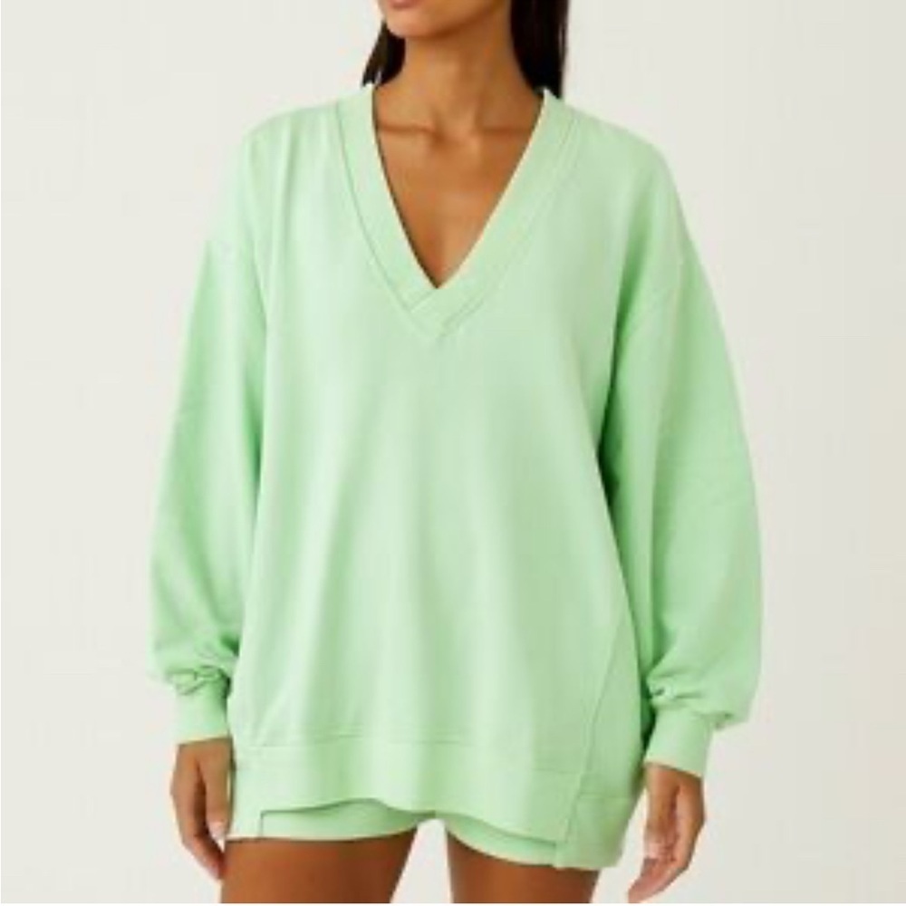 Aerie Seafoam Green Graphic Sweatshirt Oversized Cozy Coastal Vibes Boho Beach